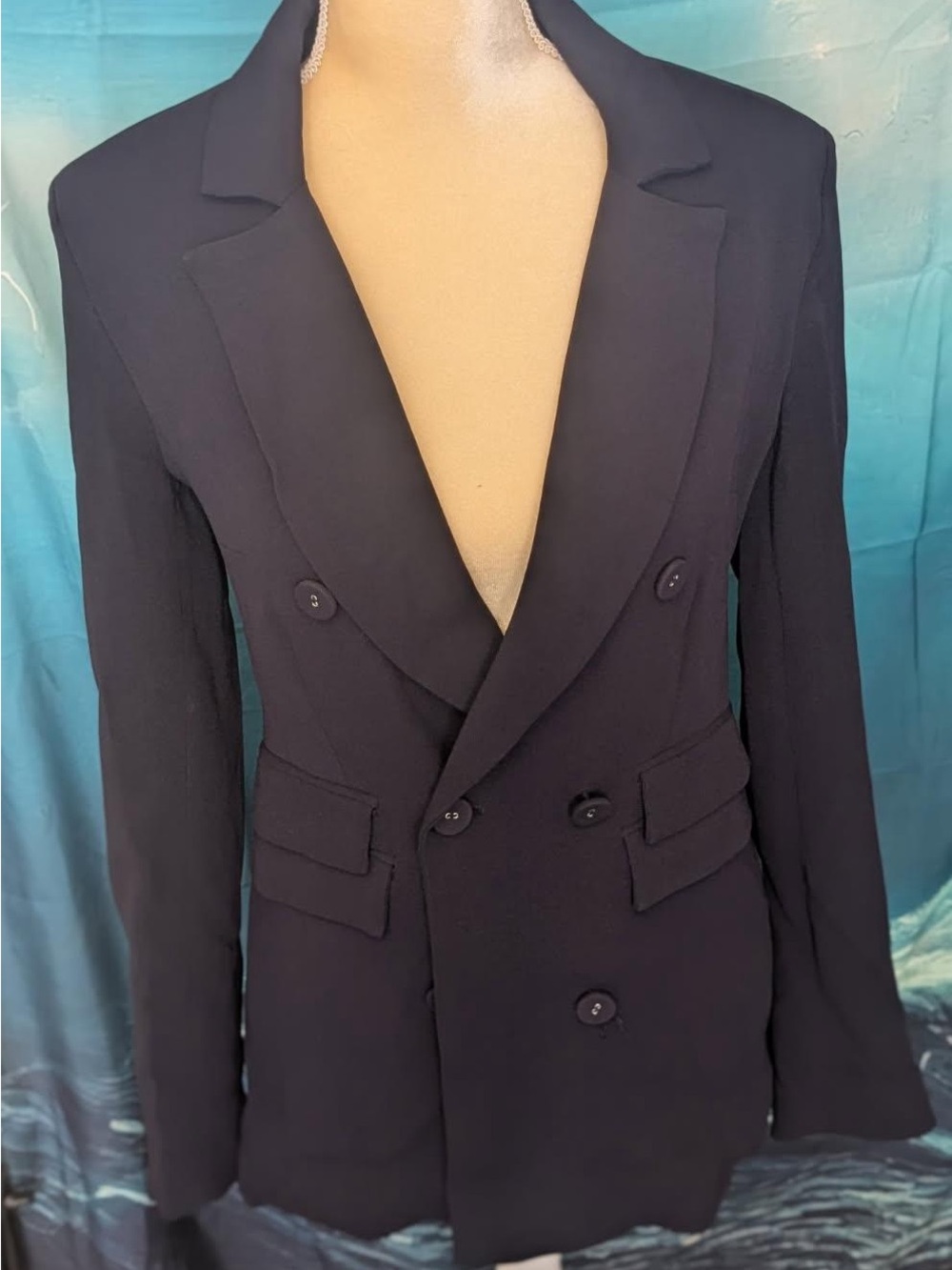 C/MEO Collective Navy Double-Breasted Tailored Blazer